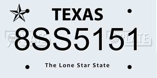 8SS5151 Texas License Plate