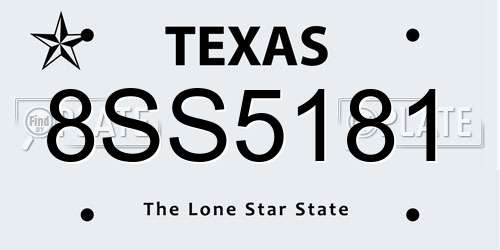 8SS5181 Texas License Plate