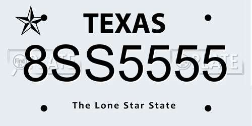 8SS5555 Texas License Plate