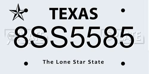 8SS5585 Texas License Plate