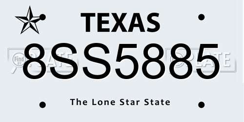 8SS5885 Texas License Plate