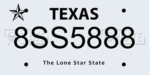 8SS5888 Texas License Plate