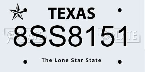 8SS8151 Texas License Plate