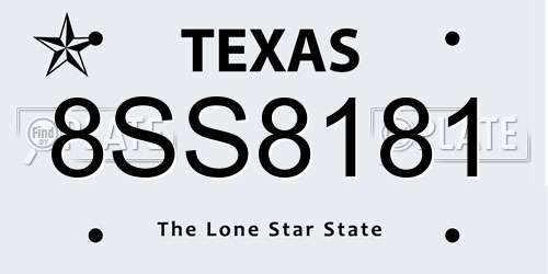 8SS8181 Texas License Plate