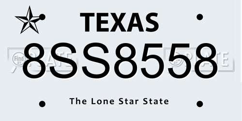 8SS8558 Texas License Plate