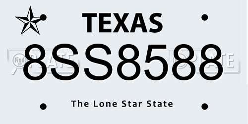 8SS8588 Texas License Plate