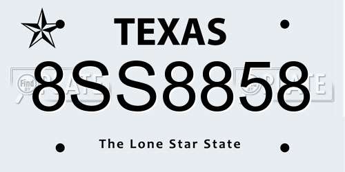 8SS8858 Texas License Plate