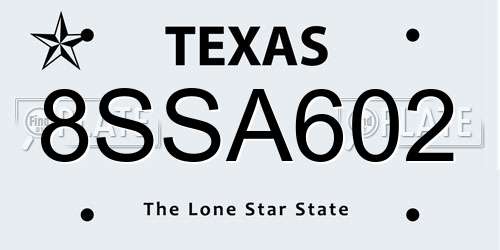 8SSA602 Texas License Plate