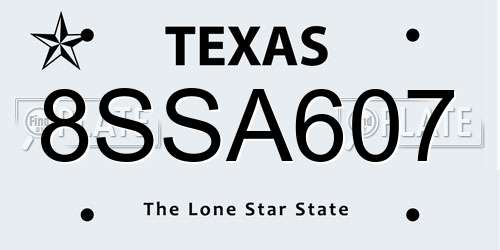 8SSA607 Texas License Plate