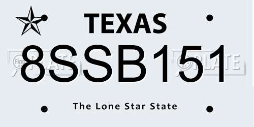 8SSB151 Texas License Plate