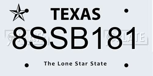 8SSB181 Texas License Plate