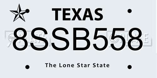 8SSB558 Texas License Plate