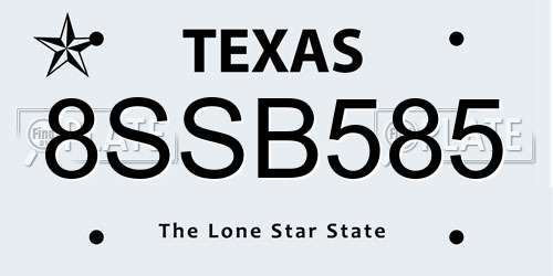 8SSB585 Texas License Plate