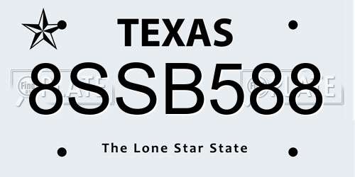 8SSB588 Texas License Plate