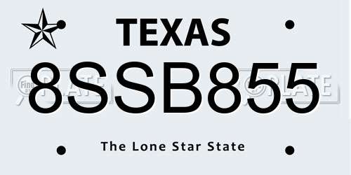 8SSB855 Texas License Plate