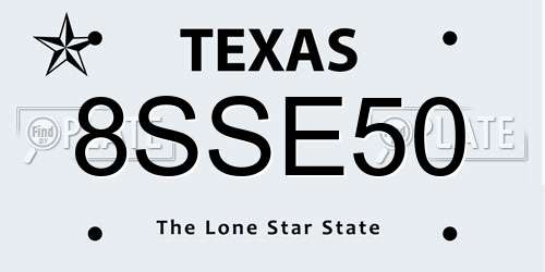 8SSE50 Texas License Plate