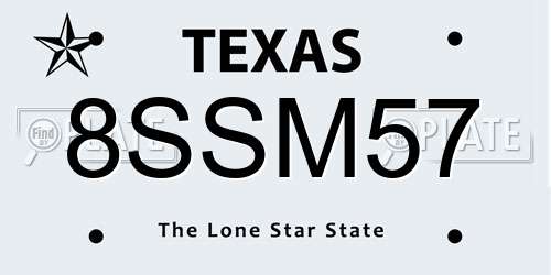 8SSM57 Texas License Plate