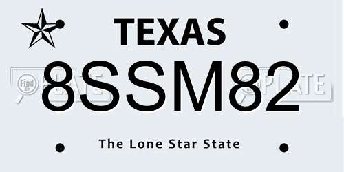8SSM82 Texas License Plate