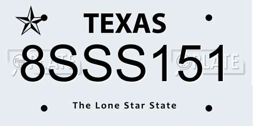 8SSS151 Texas License Plate