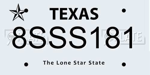 8SSS181 Texas License Plate