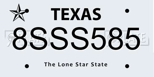 8SSS585 Texas License Plate