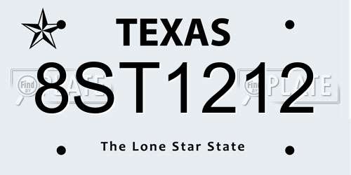 8ST1212 Texas License Plate