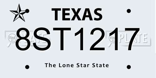 8ST1217 Texas License Plate