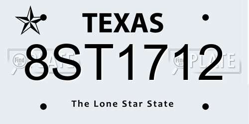 8ST1712 Texas License Plate