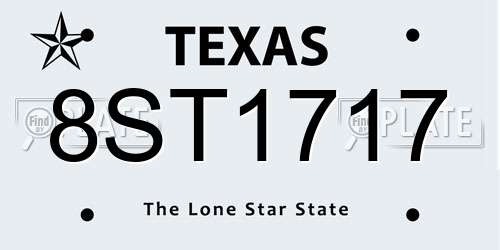 8ST1717 Texas License Plate