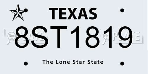 8ST1819 Texas License Plate
