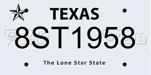 8ST1958 Texas License Plate