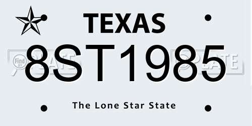 8ST1985 Texas License Plate