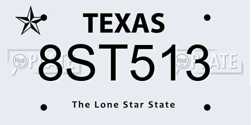 8ST513 Texas License Plate