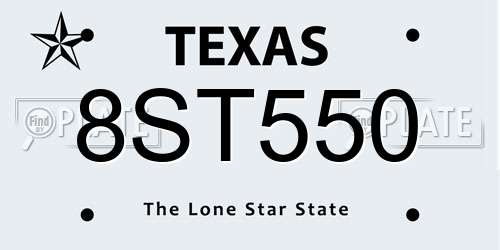 8ST550 Texas License Plate
