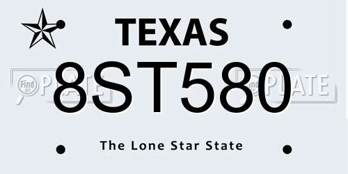 8ST580 Texas License Plate