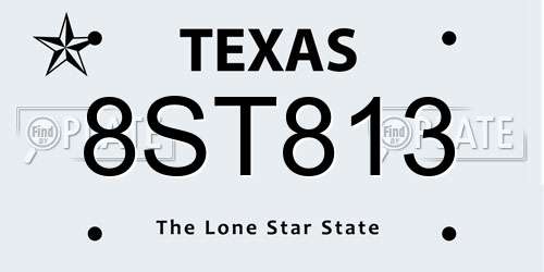 8ST813 Texas License Plate