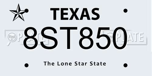 8ST850 Texas License Plate