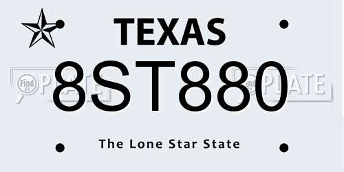8ST880 Texas License Plate