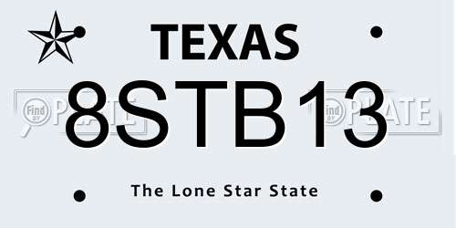 8STB13 Texas License Plate