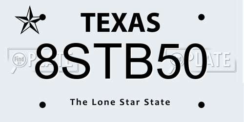 8STB50 Texas License Plate