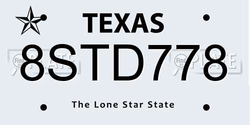 8STD778 Texas License Plate