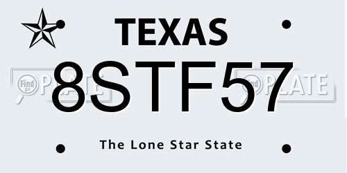 8STF57 Texas License Plate