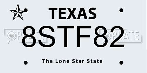 8STF82 Texas License Plate