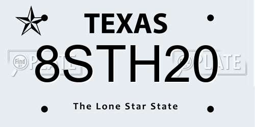 8STH20 Texas License Plate