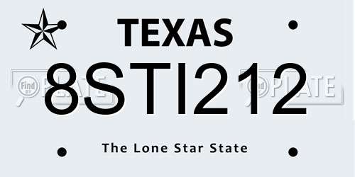 8STI212 Texas License Plate