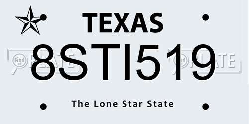 8STI519 Texas License Plate