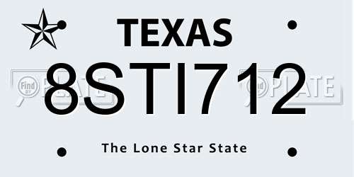 8STI712 Texas License Plate