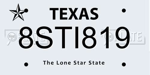 8STI819 Texas License Plate