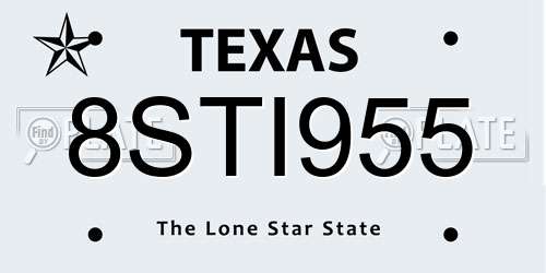 8STI955 Texas License Plate