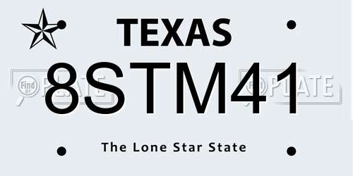 8STM41 Texas License Plate